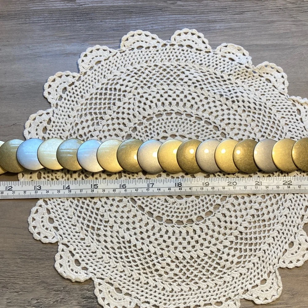 Vintage Circle Disk Medallion Stretch Belt Metallic